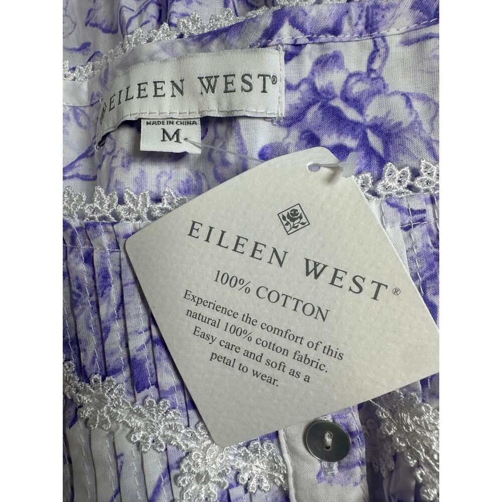 Eileen West Nightgown M NWT 100% Cotton Lavender Floral Lace Trim Ballet Gown - Picture 8 of 15